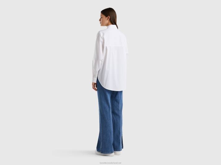 vrouwen Benetton hemd met splitjes aan de onderkant wit 4R623963