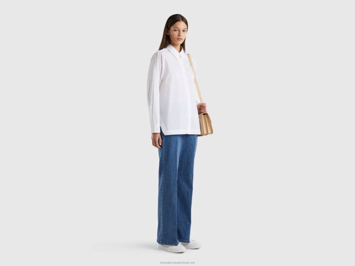 vrouwen Benetton hemd met splitjes aan de onderkant wit 4R623963