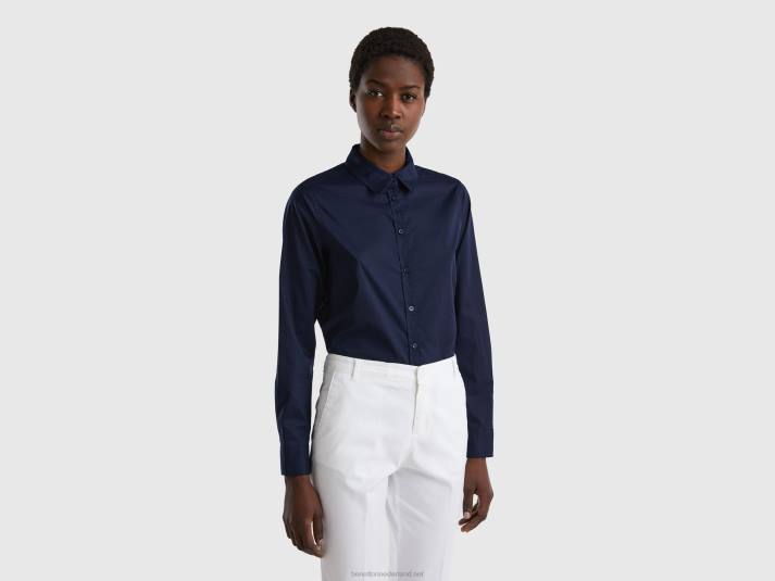 vrouwen Benetton overhemd van lichtgewicht katoen donkerblauw 4R624002