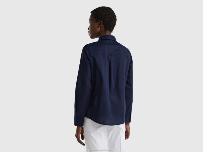 vrouwen Benetton overhemd van lichtgewicht katoen donkerblauw 4R624002
