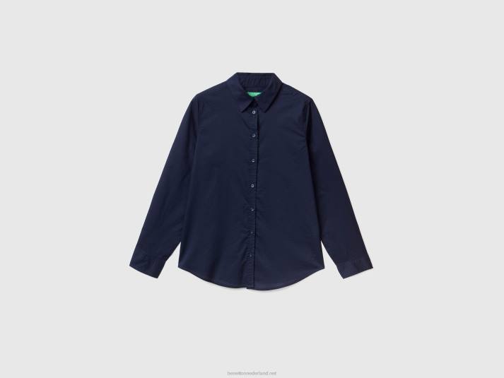 vrouwen Benetton overhemd van lichtgewicht katoen donkerblauw 4R624002