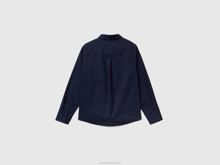 vrouwen Benetton overhemd van lichtgewicht katoen donkerblauw 4R624002