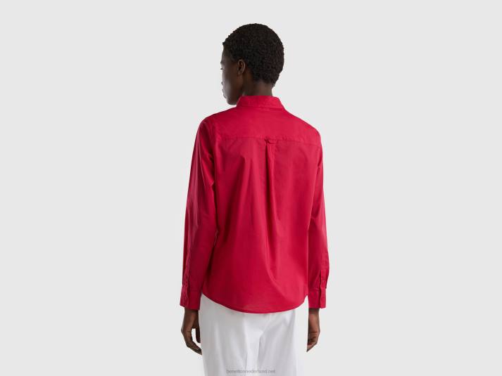 vrouwen Benetton overhemd van lichtgewicht katoen fuchsia 4R62521