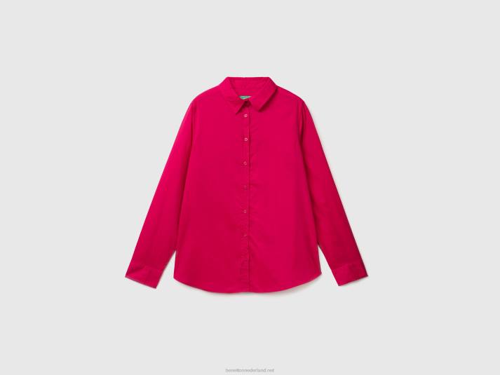 vrouwen Benetton overhemd van lichtgewicht katoen fuchsia 4R62521