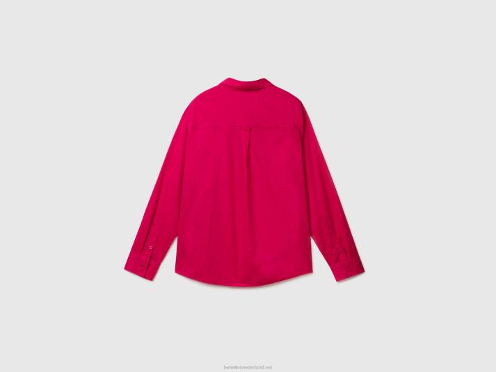 vrouwen Benetton overhemd van lichtgewicht katoen fuchsia 4R62521