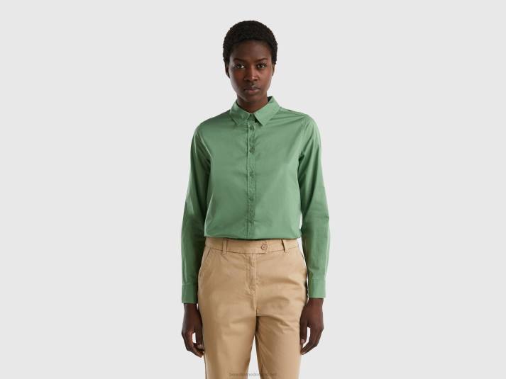 vrouwen Benetton overhemd van lichtgewicht katoen groente 4R623974