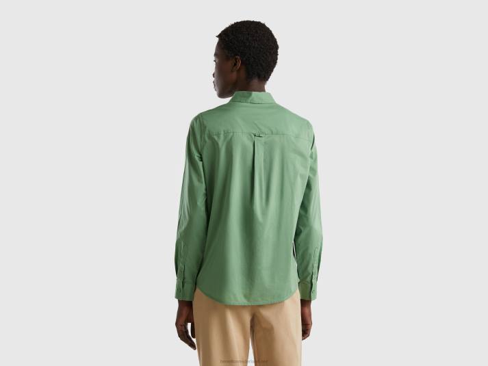 vrouwen Benetton overhemd van lichtgewicht katoen groente 4R62499