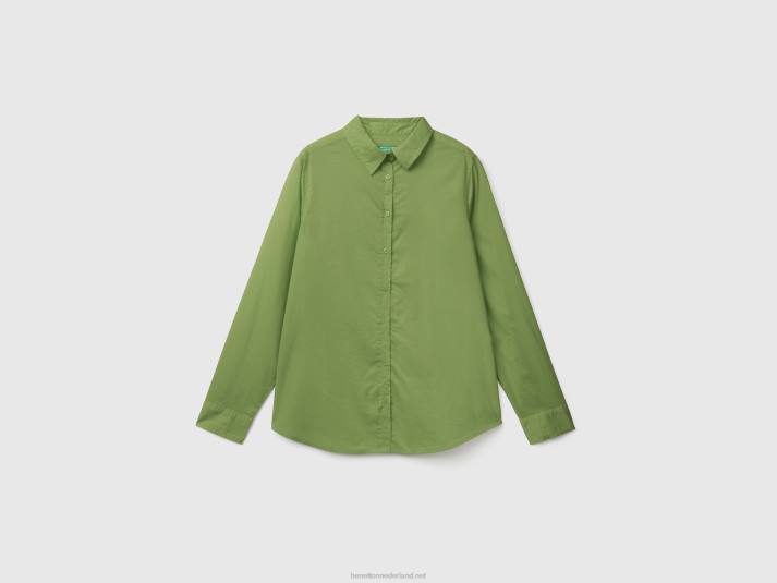 vrouwen Benetton overhemd van lichtgewicht katoen groente 4R62499