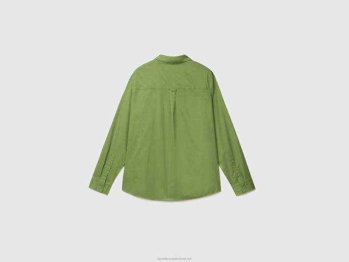 vrouwen Benetton overhemd van lichtgewicht katoen groente 4R62499