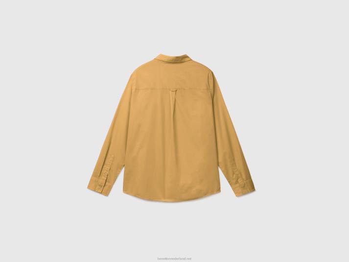 vrouwen Benetton overhemd van lichtgewicht katoen mosterd 4R623986