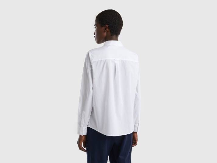 vrouwen Benetton overhemd van lichtgewicht katoen wit 4R624005
