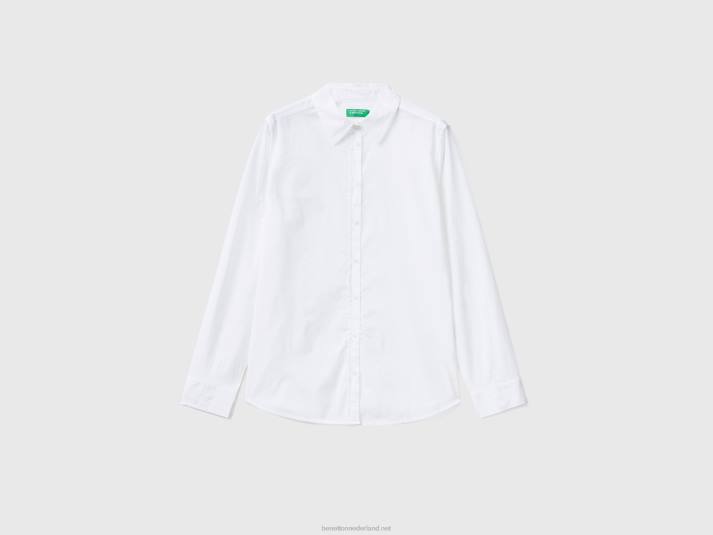 vrouwen Benetton overhemd van lichtgewicht katoen wit 4R624005