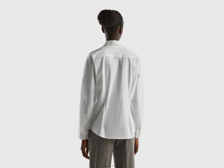 vrouwen Benetton overhemd van stretchkatoenmix wit 4R623955