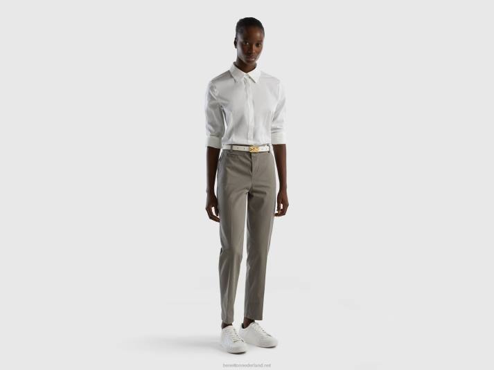 vrouwen Benetton overhemd van stretchkatoenmix wit 4R623955