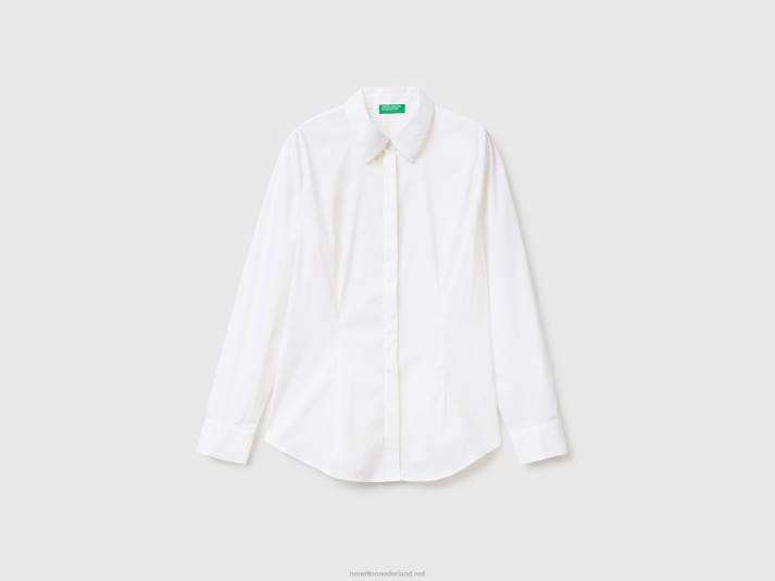 vrouwen Benetton overhemd van stretchkatoenmix wit 4R623955
