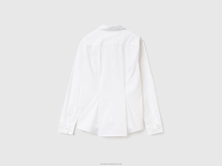 vrouwen Benetton overhemd van stretchkatoenmix wit 4R623955