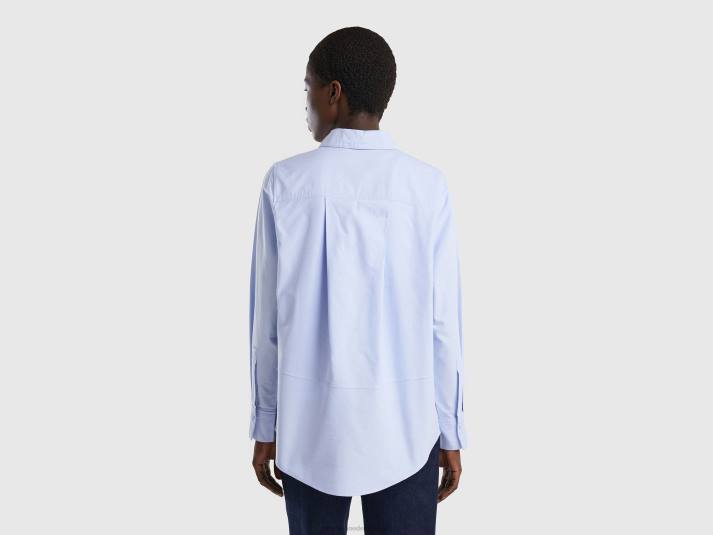vrouwen Benetton oversized overhemd met maxi zak lichtblauw 4R62491