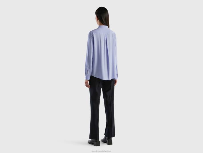 vrouwen Benetton regular fit overhemd van duurzame viscose lavendel 4R623992