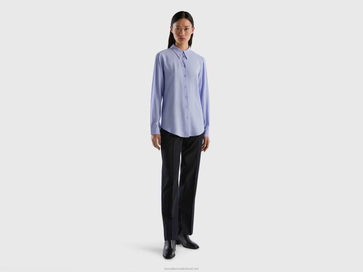 vrouwen Benetton regular fit overhemd van duurzame viscose lavendel 4R62523