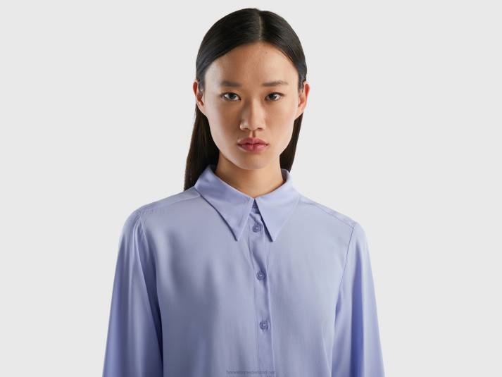 vrouwen Benetton regular fit overhemd van duurzame viscose lavendel 4R62523