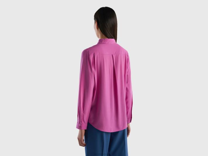 vrouwen Benetton regular fit overhemd van duurzame viscose roze 4R623972