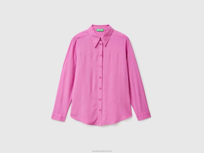 vrouwen Benetton regular fit overhemd van duurzame viscose roze 4R623972