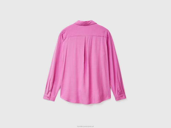 vrouwen Benetton regular fit overhemd van duurzame viscose roze 4R623972
