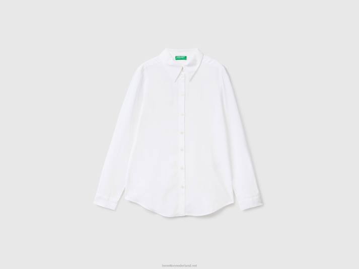 vrouwen Benetton regular fit overhemd van duurzame viscose wit 4R623961