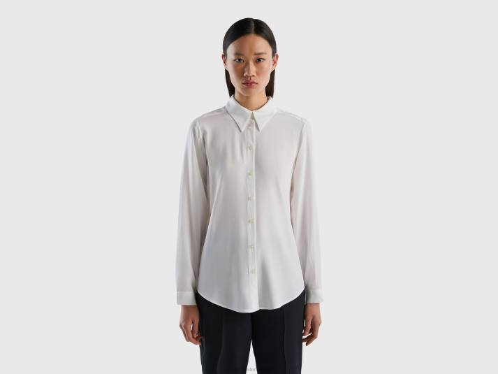 vrouwen Benetton regular fit overhemd van duurzame viscose wit 4R62507