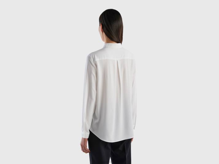 vrouwen Benetton regular fit overhemd van duurzame viscose wit 4R62507