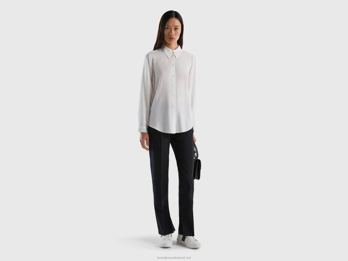 vrouwen Benetton regular fit overhemd van duurzame viscose wit 4R62507