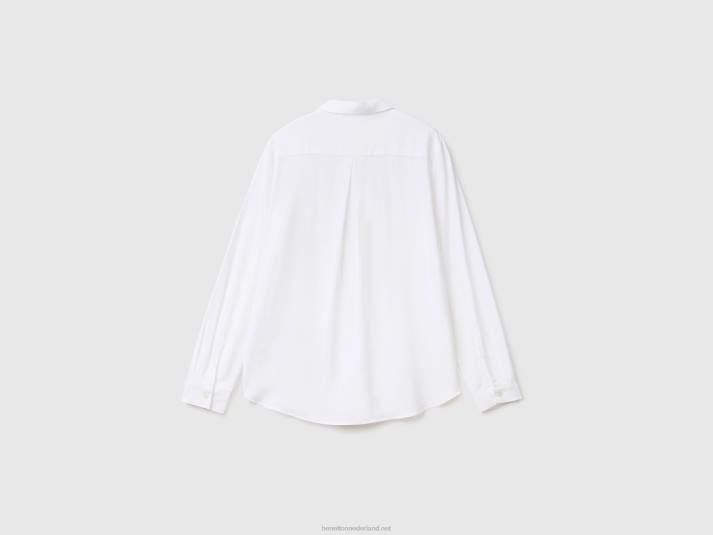 vrouwen Benetton regular fit overhemd van duurzame viscose wit 4R62507