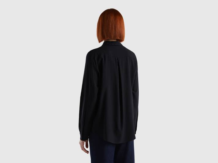 vrouwen Benetton regular fit overhemd van duurzame viscose zwart 4R623973