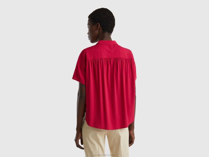 vrouwen Benetton soepelvallend overhemd van duurzame viscose fuchsia 4R623987