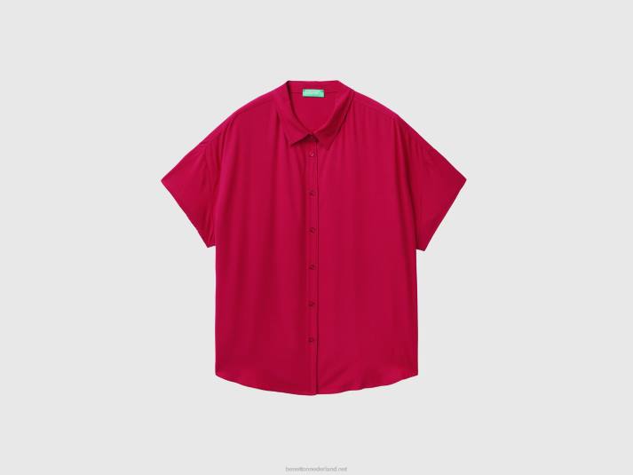 vrouwen Benetton soepelvallend overhemd van duurzame viscose fuchsia 4R62518