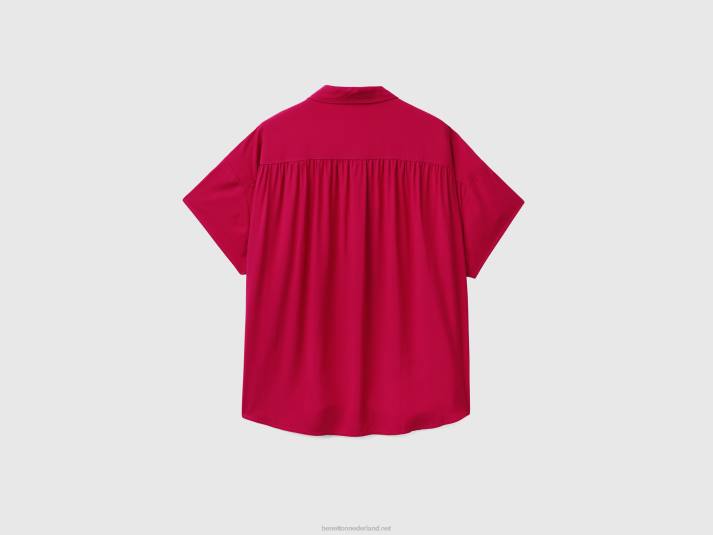 vrouwen Benetton soepelvallend overhemd van duurzame viscose fuchsia 4R62518
