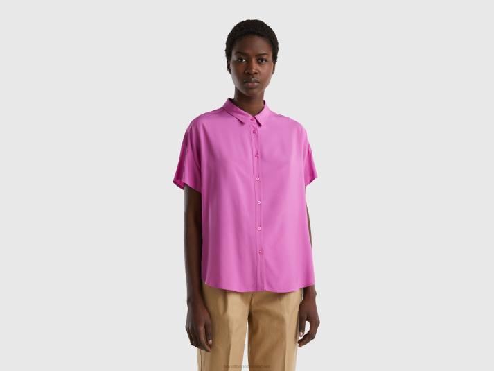 vrouwen Benetton soepelvallend overhemd van duurzame viscose roze 4R62526