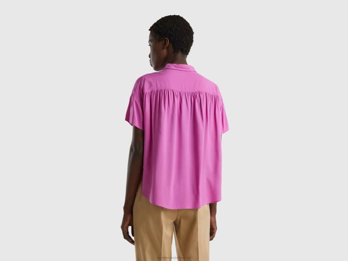 vrouwen Benetton soepelvallend overhemd van duurzame viscose roze 4R62526