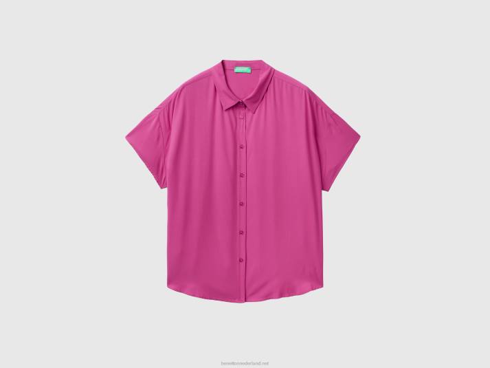 vrouwen Benetton soepelvallend overhemd van duurzame viscose roze 4R62526
