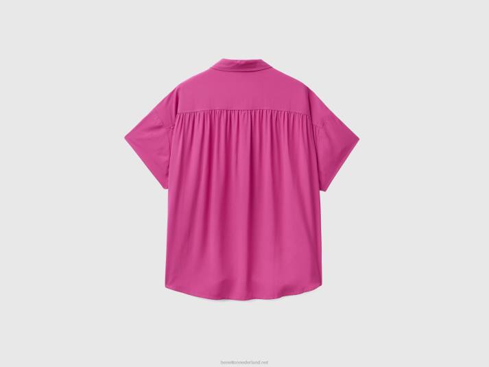 vrouwen Benetton soepelvallend overhemd van duurzame viscose roze 4R62526
