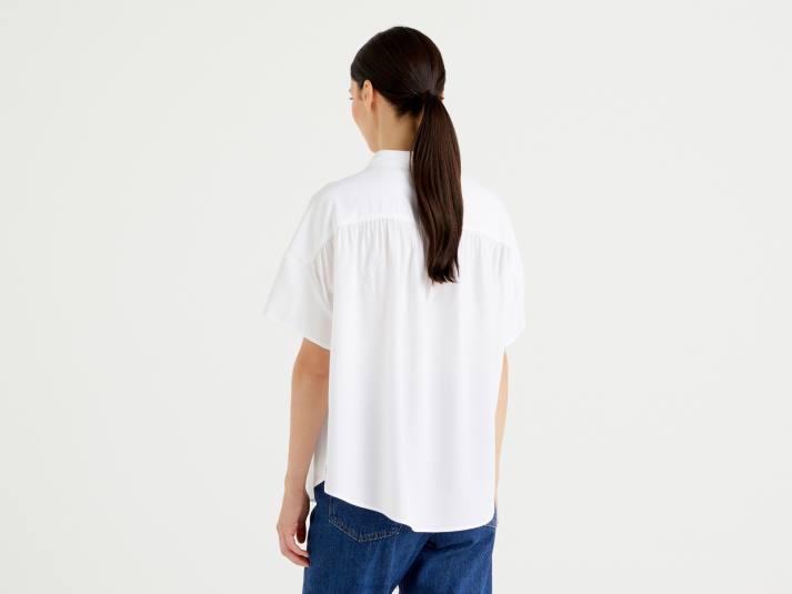 vrouwen Benetton soepelvallend overhemd van duurzame viscose wit 4R624004