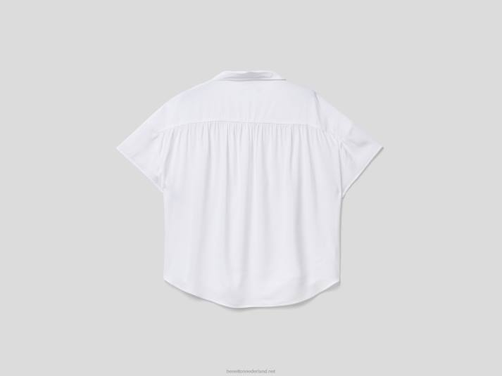 vrouwen Benetton soepelvallend overhemd van duurzame viscose wit 4R624004
