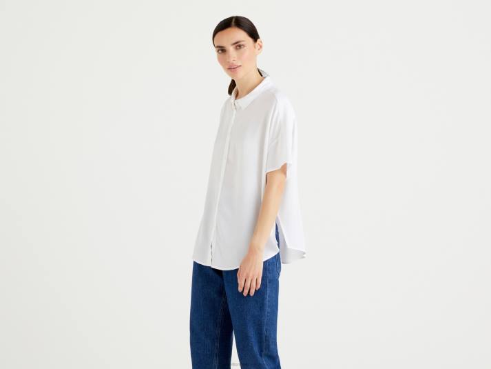 vrouwen Benetton soepelvallend overhemd van duurzame viscose wit 4R62531