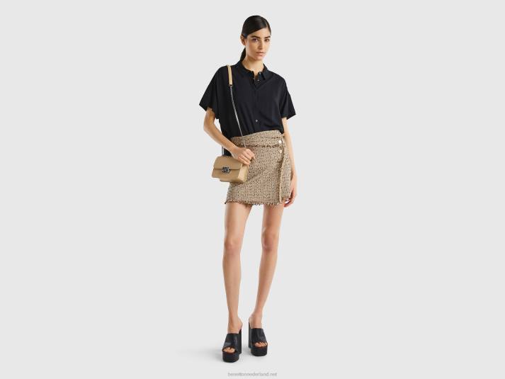 vrouwen Benetton soepelvallend overhemd van duurzame viscose zwart 4R623969