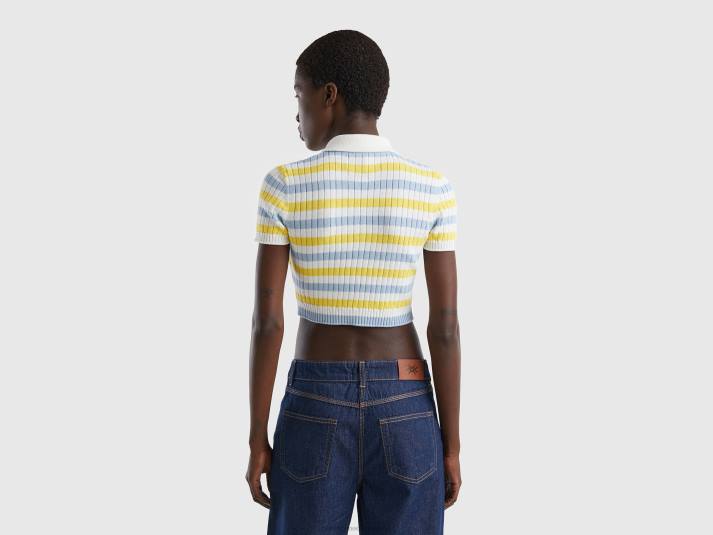 vrouwen Benetton gestreepte cropped polo veelkleurig 4R623569