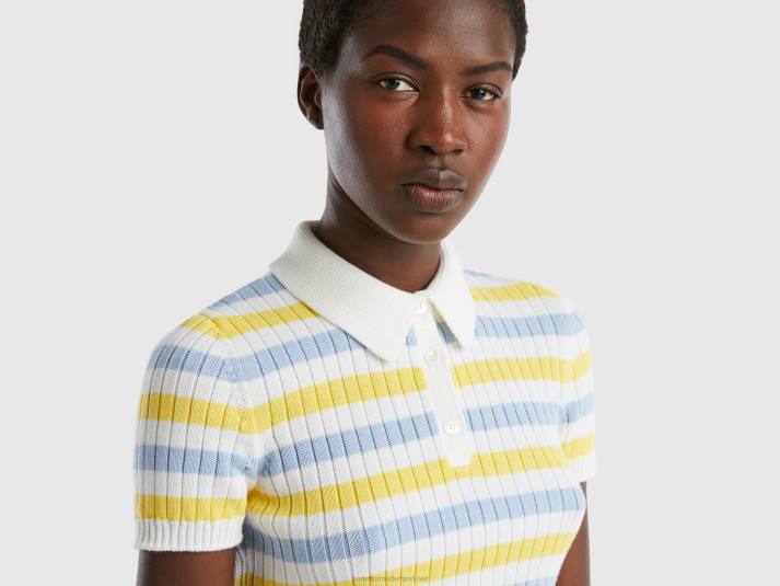 vrouwen Benetton gestreepte cropped polo veelkleurig 4R623569