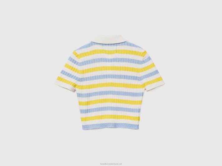 vrouwen Benetton gestreepte cropped polo veelkleurig 4R623569