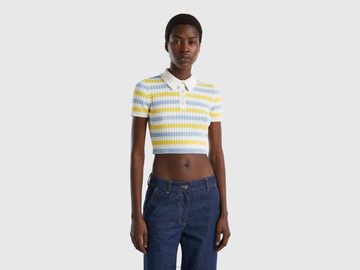 vrouwen Benetton gestreepte cropped polo veelkleurig 4R6245