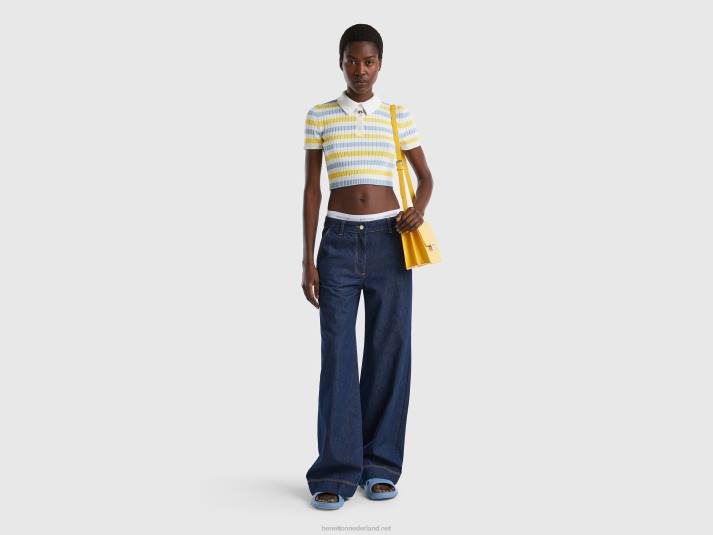 vrouwen Benetton gestreepte cropped polo veelkleurig 4R6245