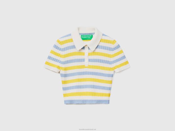 vrouwen Benetton gestreepte cropped polo veelkleurig 4R6245